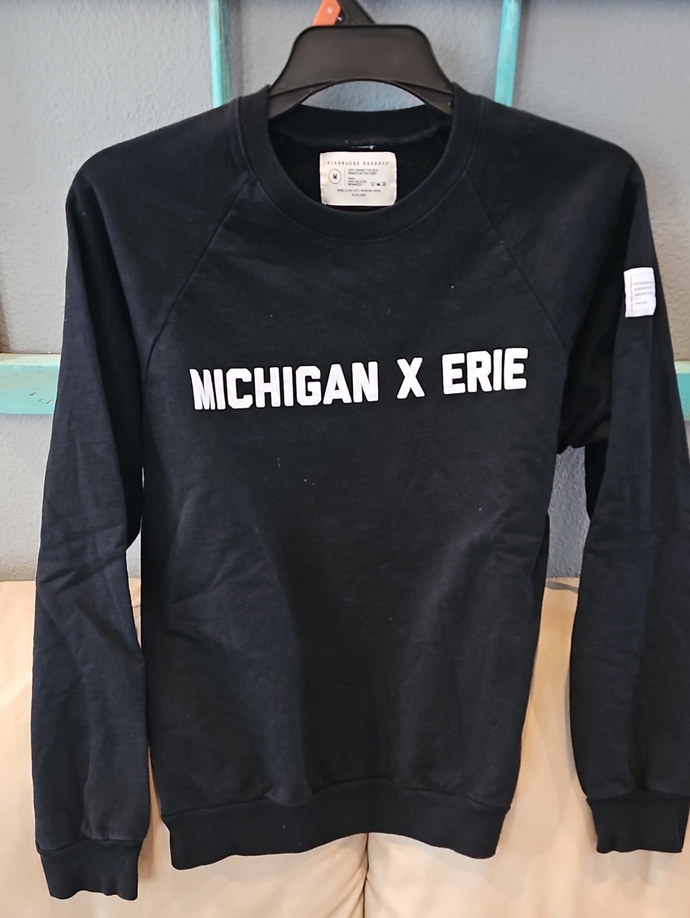 Starbucks Black Crewneck Sweatshirt with White Chest Print